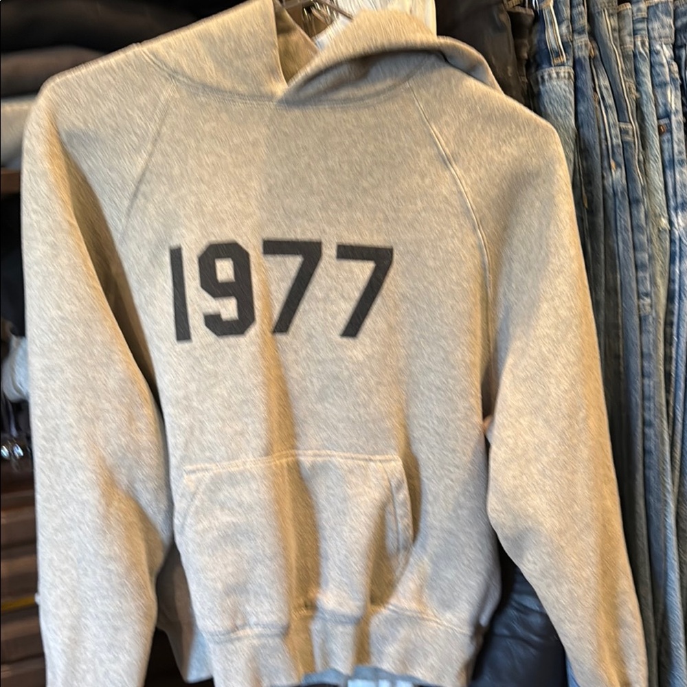 Gray ESSENTIALS 1977 hoodie